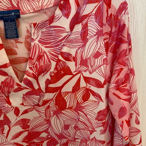 Caribbean Joe Pink & Red Floral Long Sleeve Dress - Picture 3 of 6